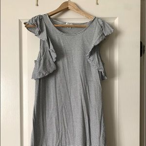 J Crew Flouncy sleeve striped dress